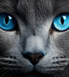 Les yeux envoûtants du chat Russian Blue