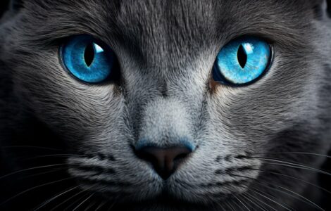 Les yeux envoûtants du chat Russian Blue
