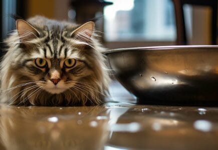 chat qui boit beaucoup