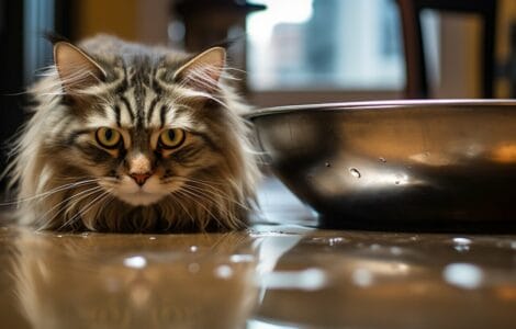 chat qui boit beaucoup