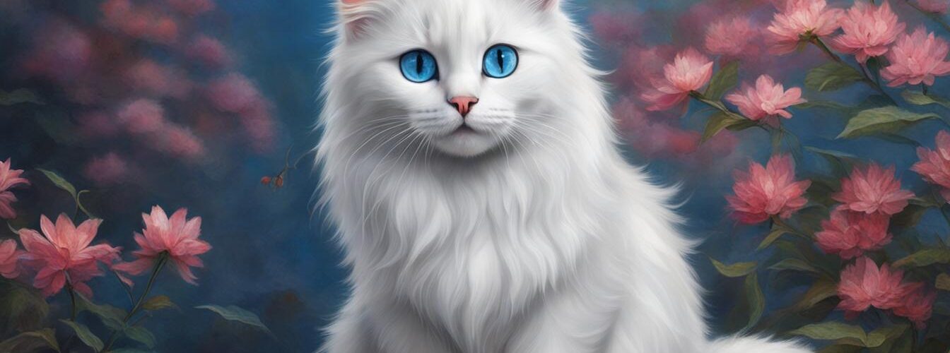 chat blanc yeux bleu