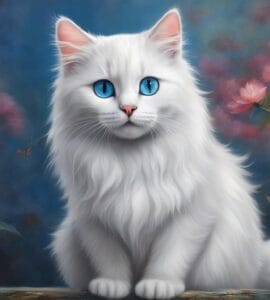 chat blanc yeux bleu