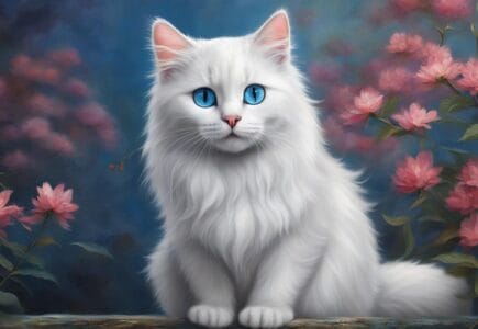 chat blanc yeux bleu