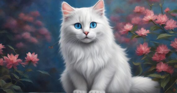 chat blanc yeux bleu