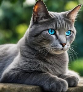 chat gris yeux bleu