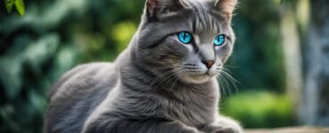 chat gris yeux bleu