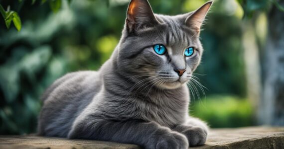 chat gris yeux bleu