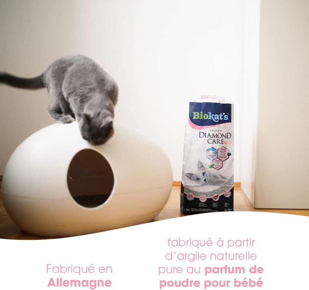 Biokat’s Diamond Care Fresh au parfum de talc - Litière fine pour chats au charbon actif et à l’Aloe vera - 1 sac (1 à 10 l)