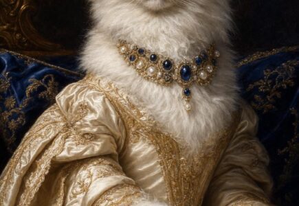Portrait personnalisé d’un chat en reine, à partir de sa photo